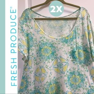 Fresh Produce 2X Summer Tunic Tee - Asymmetrical-Lightweight-Comfortable!!